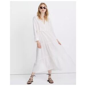 Madewell Laura Caftan Tiered Tassel Dress in White Small